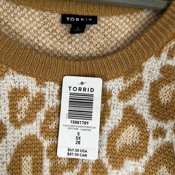 Torrid Drop Shoulder Tunic Sweater “Popcorn Leopard” NWT - Picture 7 of 10